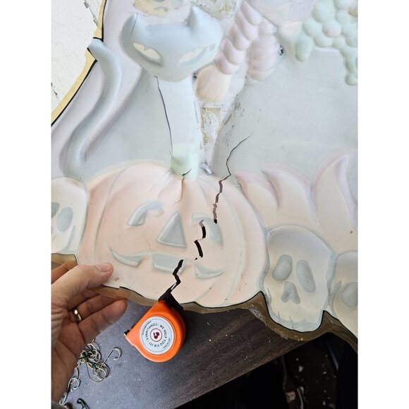 Vintage witch celluloid plastic Halloween hanging lawn window cauldron skulls ca - Picture 11 of 13